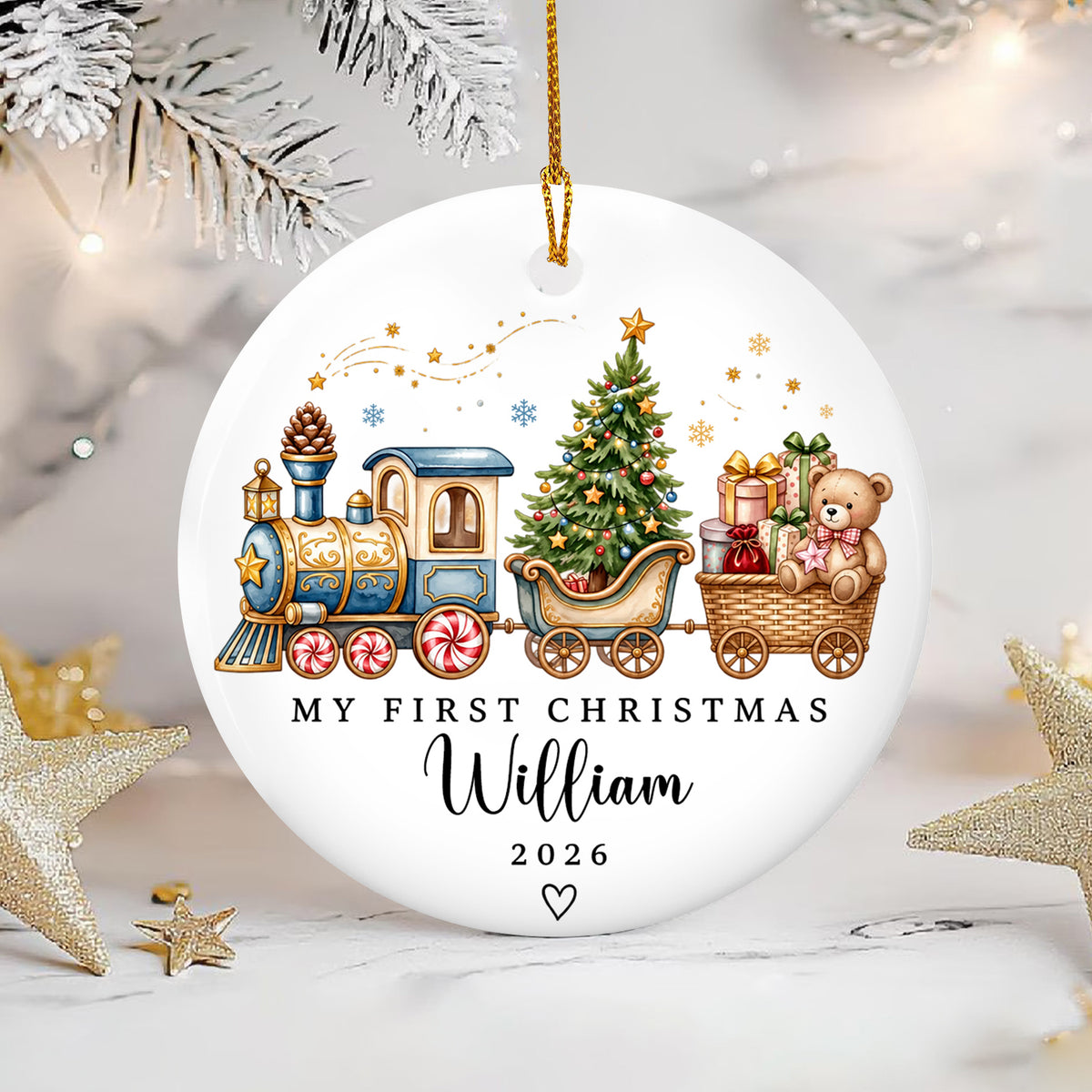 Personalized Custom First Christmas Ceramic Ornament