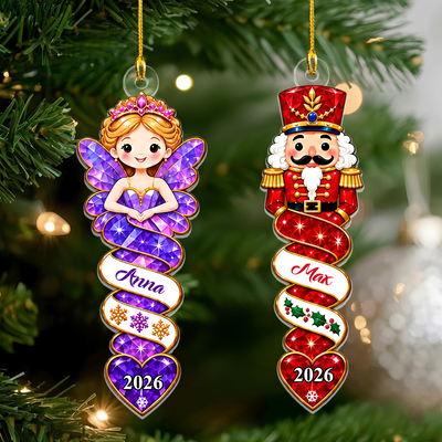 Custom Name & Year, Clara, Mouse King & Sugar Plum Fairy Ballet Tree Decoration, Personalized Nutcracker Christmas Acrylic Ornament