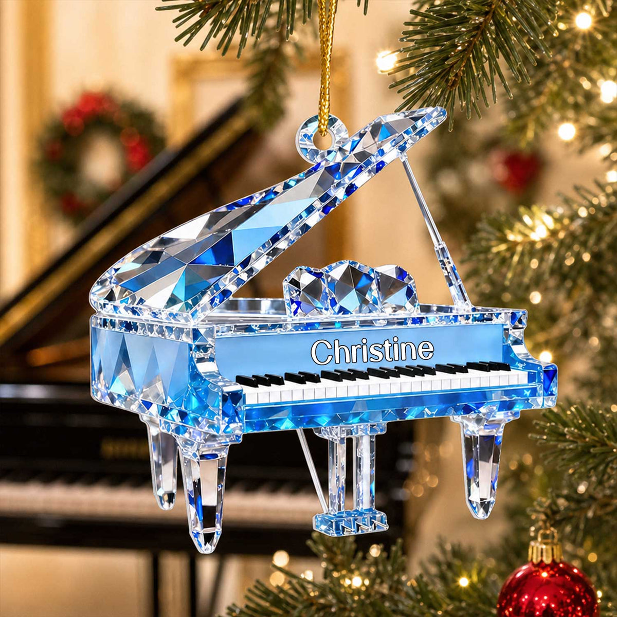 Piano Is My Happy Place - Personalized Acrylic Ornament, Piano Music Crystal Gift, Unique Gift For Pianist