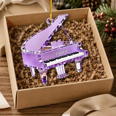 Piano Is My Happy Place - Personalized Acrylic Ornament, Piano Music Crystal Gift, Unique Gift For Pianist