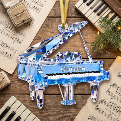 Piano Is My Happy Place - Personalized Acrylic Ornament, Piano Music Crystal Gift, Unique Gift For Pianist