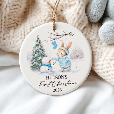 Baby’s First Christmas- Personalized Ceramic Ornament, Custom Newborn Keepsake Gift, Baby Boy or Girl Gift, Baby Girl Ornament