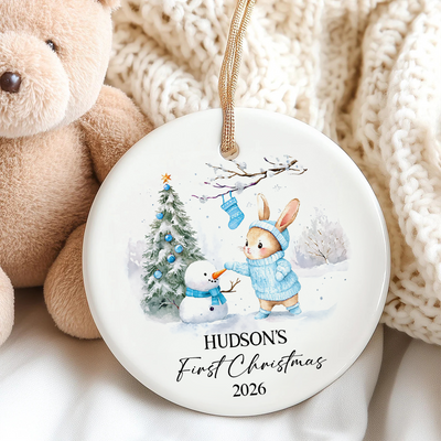 Baby’s First Christmas- Personalized Ceramic Ornament, Custom Newborn Keepsake Gift, Baby Boy or Girl Gift, Baby Girl Ornament