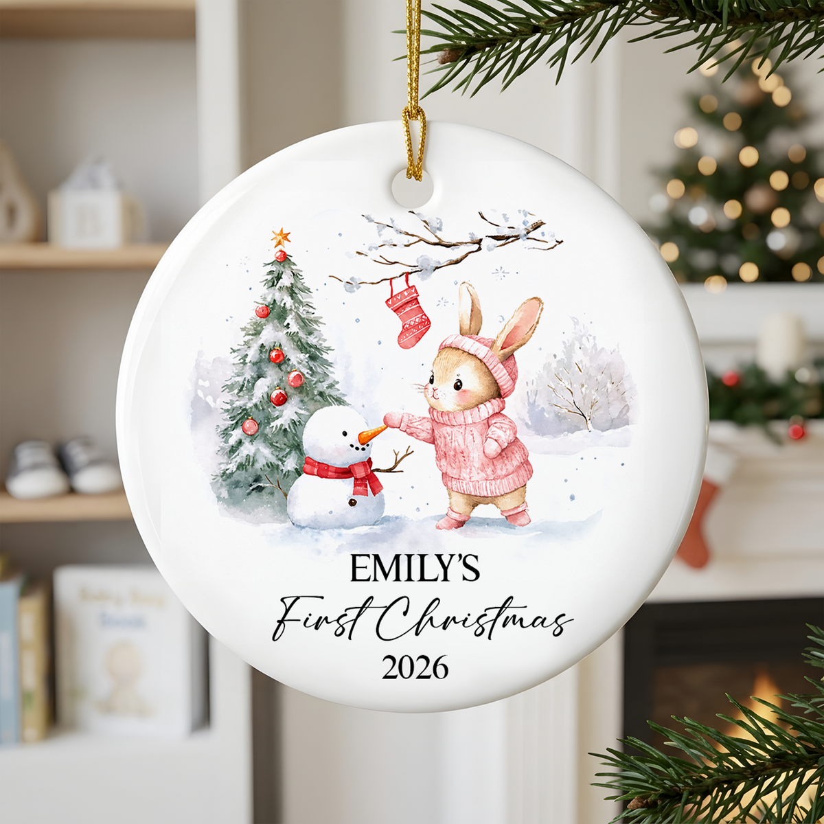 Baby’s First Christmas- Personalized Ceramic Ornament, Custom Newborn Keepsake Gift, Baby Boy or Girl Gift, Baby Girl Ornament