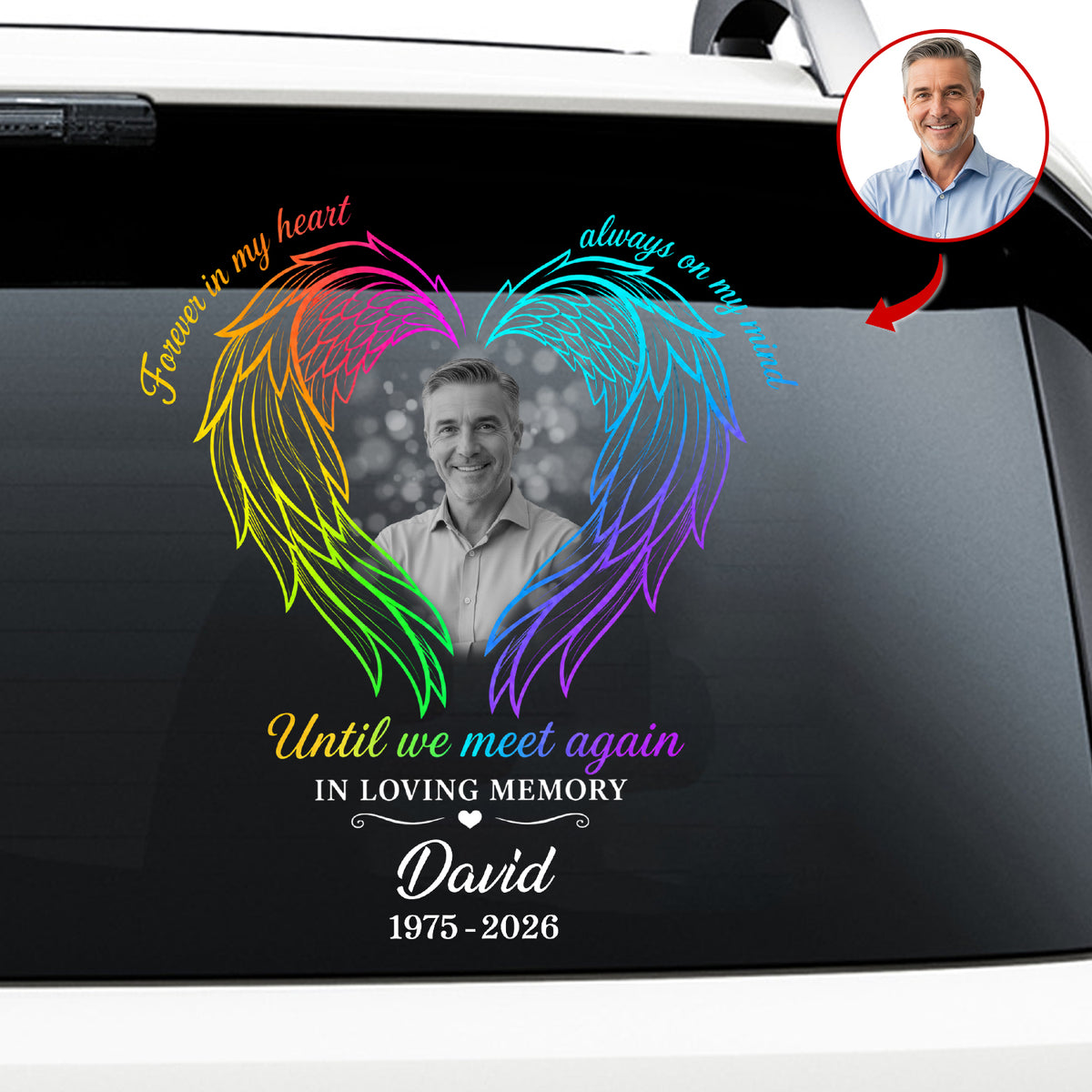 Forever in My Heart, Always on My Mind - Personalized Decal, Custom Memorial Decal with Photo, In Loving Memory Gift