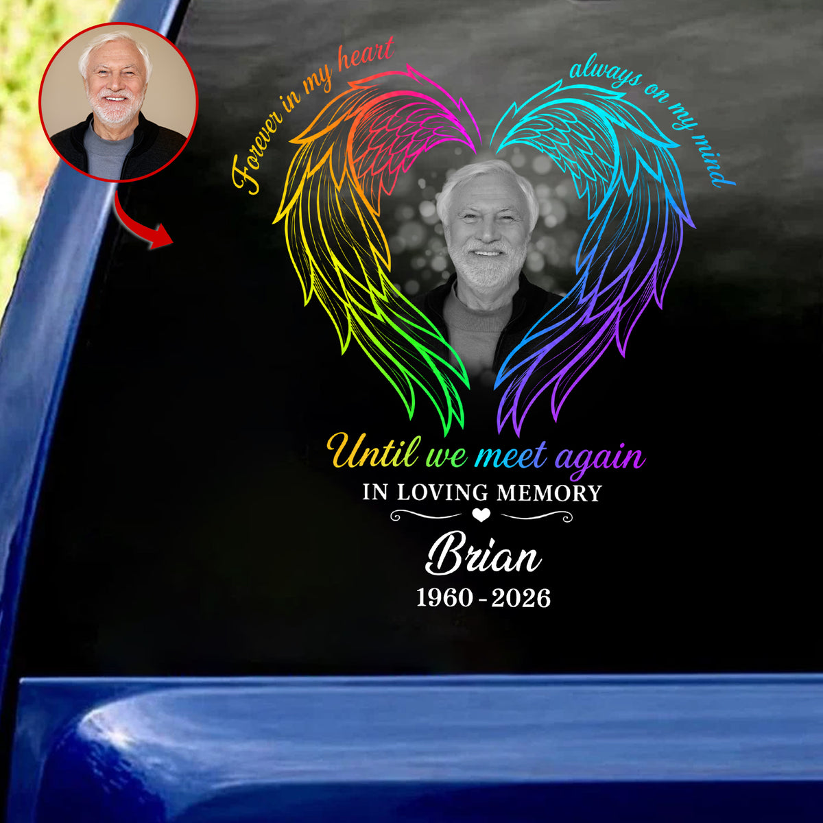Forever in My Heart, Always on My Mind - Personalized Decal, Custom Memorial Decal with Photo, In Loving Memory Gift