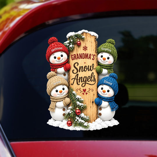 Grandma's Snow Angels - Personalized Decal,  Family Decal, Gift For Grandma, Grandkids, Christmas Gift
