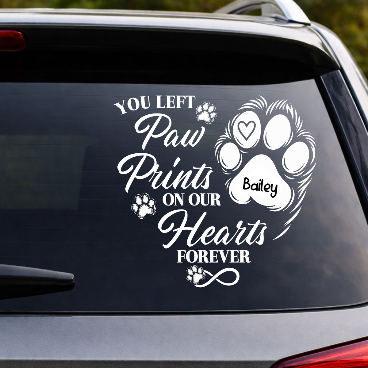 Forever Loved Forever In Our Hearts – Personalized Decal, Custom Pet Loss Memorial Car Decal
