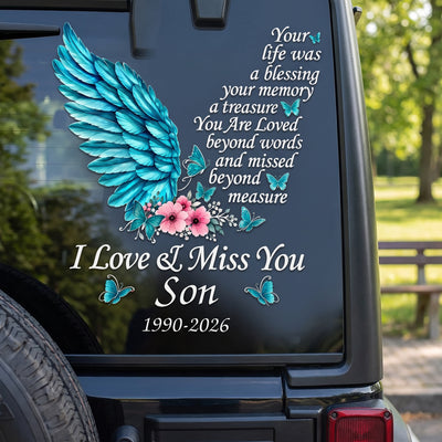 I Love & Miss You - Personalized Decal, Memorial Gift for Lost Family Member, Remembrance Gift