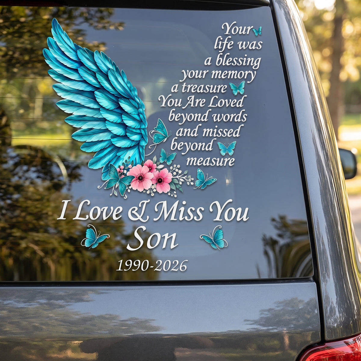 I Love &amp; Miss You - Personalized Decal, Memorial Gift for Lost Family Member, Remembrance Gift