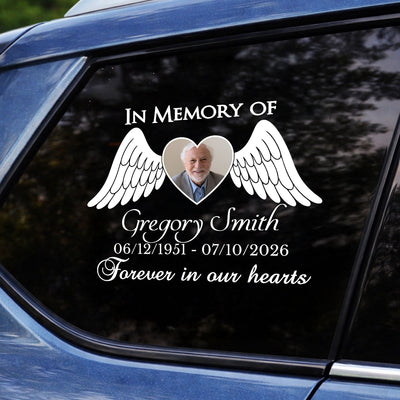 Forever in Our Hearts, Forever Beside Us on Every Journey - Personalized Decal, Memorial Car Decal, Remembrance Gift