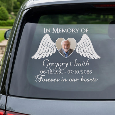 Forever in Our Hearts, Forever Beside Us on Every Journey - Personalized Decal, Memorial Car Decal, Remembrance Gift