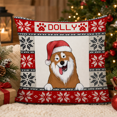 My Fur Baby - Persionalized Pillow, Nordic Pattern Custom Pet Pillow, Christmas Gift Foir Dog Mom/ Dog Dad