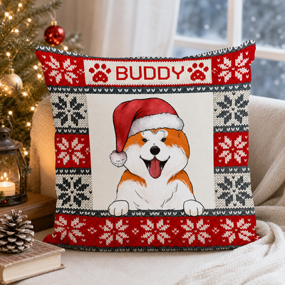 My Fur Baby - Persionalized Pillow, Nordic Pattern Custom Pet Pillow, Christmas Gift Foir Dog Mom/ Dog Dad