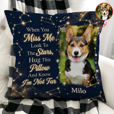 Just A Hug Away - Personalized Pillow, Custom Name and Photo Pet Memorial Pillow, Sympathy Gift