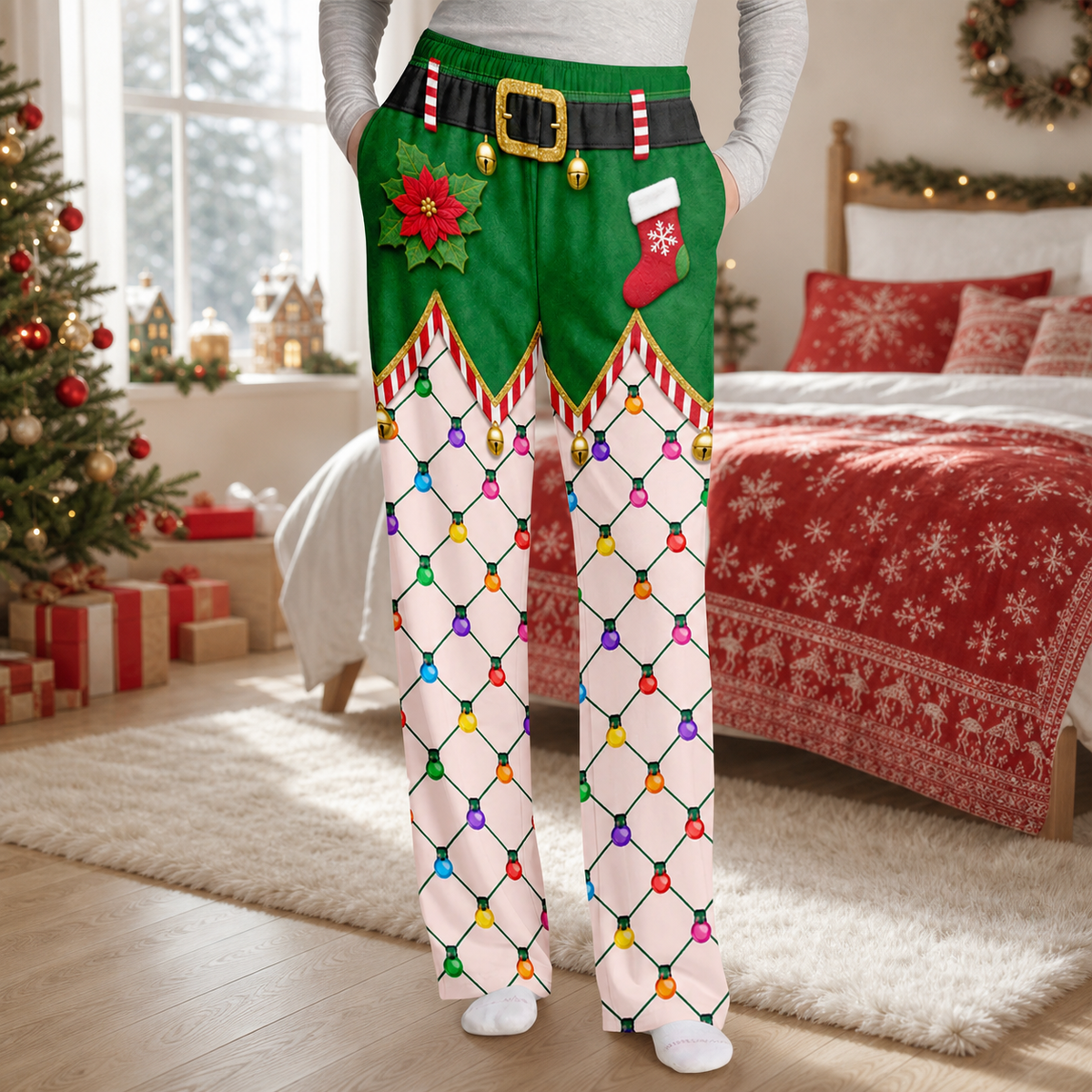 Loud Of Laugh Christmas - Personalized Pajama Pants, Funny Christmas Pajama Pants, Custom Soft Poly Holiday Lounge