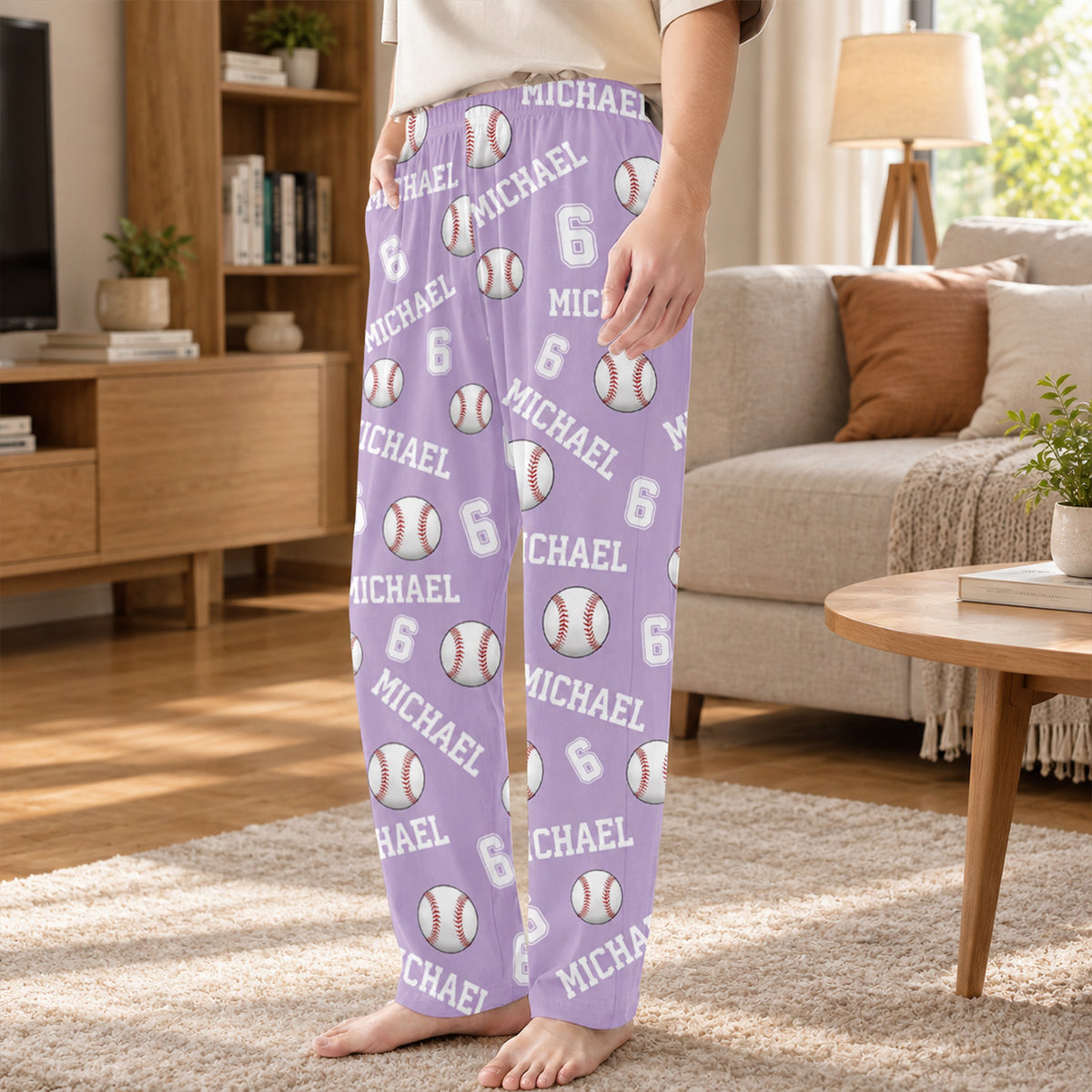 Sport Balls - Personalized Pajama Pants, Pyjama Pants with Name, Birthday Gift for Woman Man Kid Sports Enthusiast