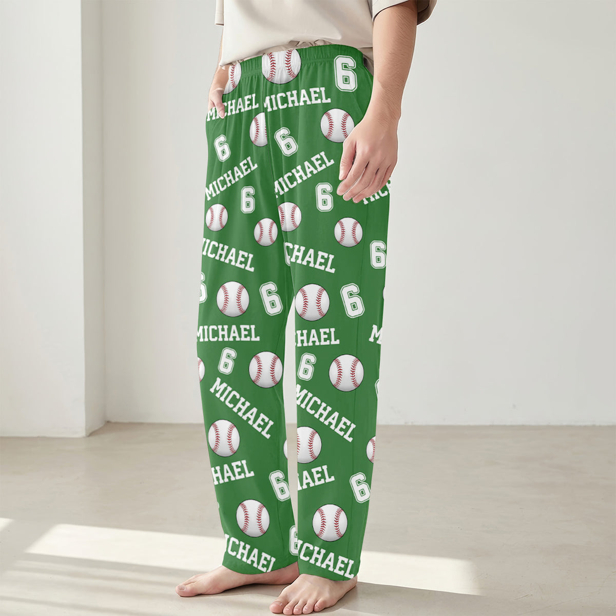 Sport Balls - Personalized Pajama Pants, Pyjama Pants with Name, Birthday Gift for Woman Man Kid Sports Enthusiast
