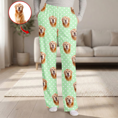 Custom Pet Face Minimalist Polka Dot - Personalized Pajama Pants, Custom Gift for Pet Lovers, Dog Mom/Dog Dad Gift