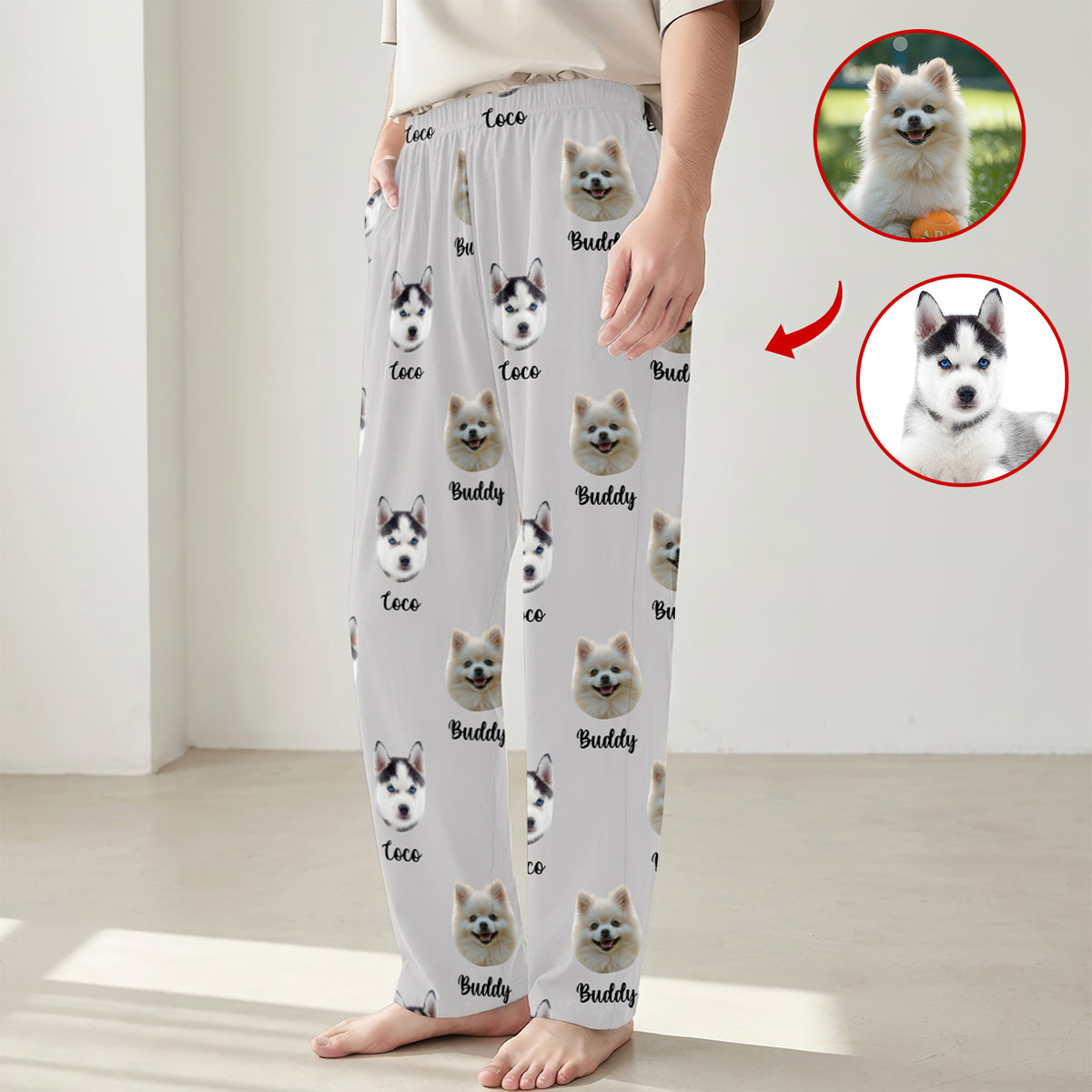 Our Little Family - Personalized Pajama Pants, Custom Photo Couple &amp; Dog Pajama Pants, Gift For Pet Lovers