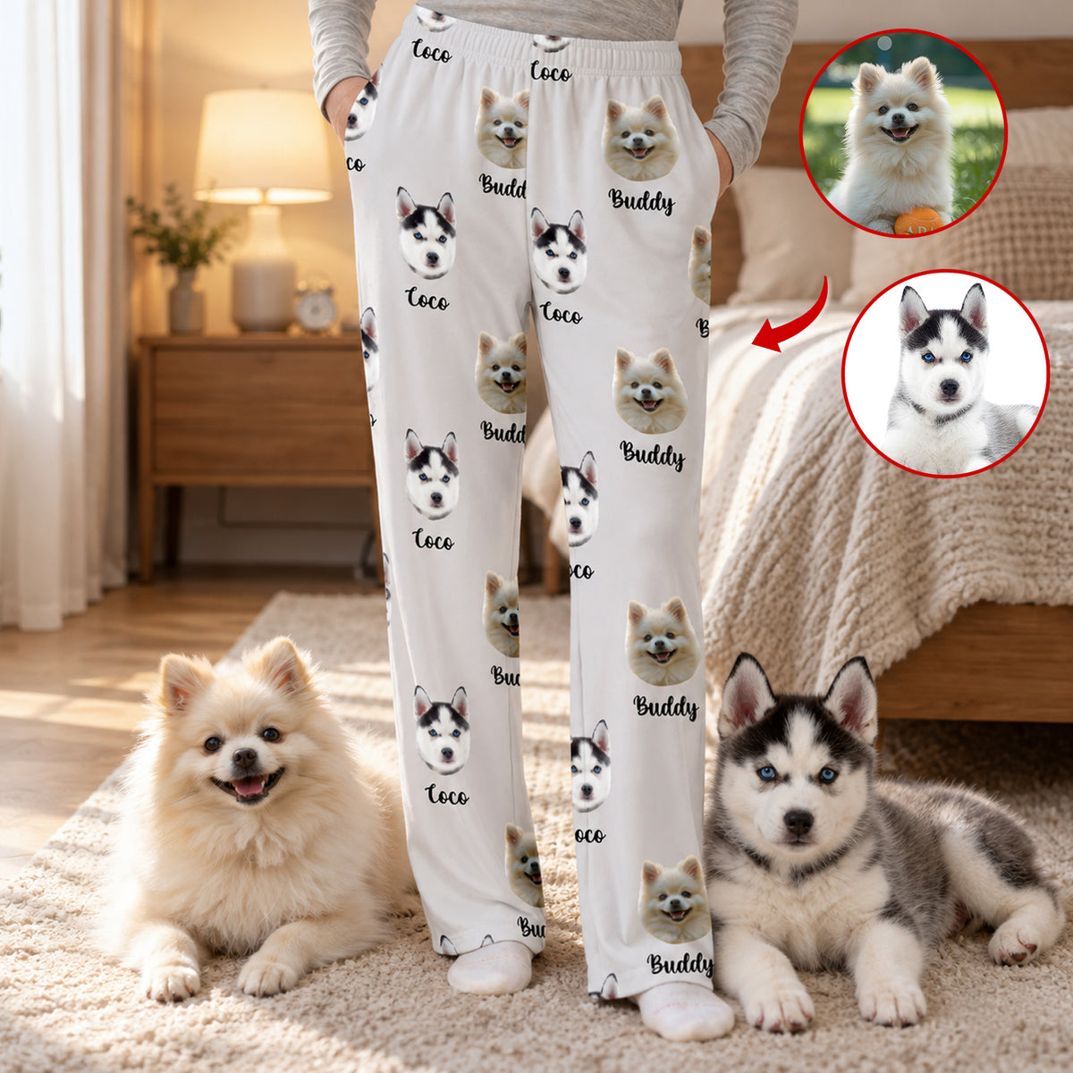 Our Little Family - Personalized Pajama Pants, Custom Photo Couple &amp; Dog Pajama Pants, Gift For Pet Lovers