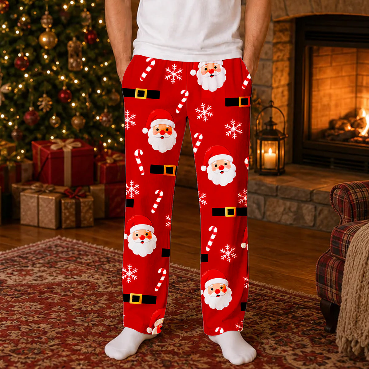 Jingle All The Way - Personalized Pajama Pants, Custom Wife Name Funny Christmas Pajama Pants