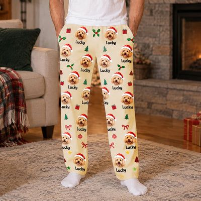 Custom Pet Photo Christmas - Personalized Pajama Pants, Gift for Pet Lovers