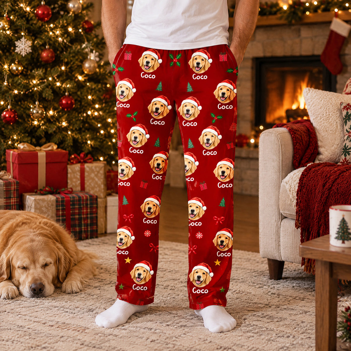 Custom Pet Photo Christmas - Personalized Pajama Pants, Gift for Pet Lovers