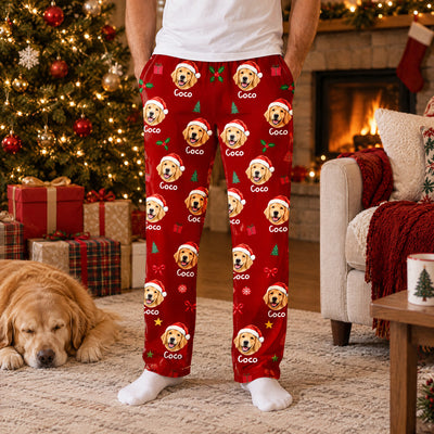Custom Pet Photo Christmas - Personalized Pajama Pants, Gift for Pet Lovers