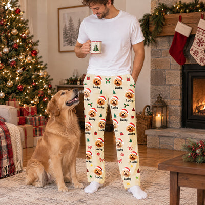 Custom Pet Photo Christmas - Personalized Pajama Pants, Gift for Pet Lovers