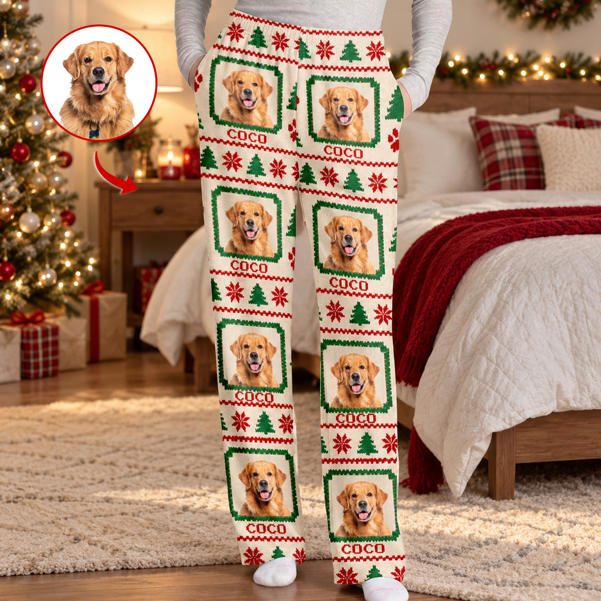 Custom Pet Face Ugly Christmas Style - Personalized Pajama Pants, Gift for Pet Lovers