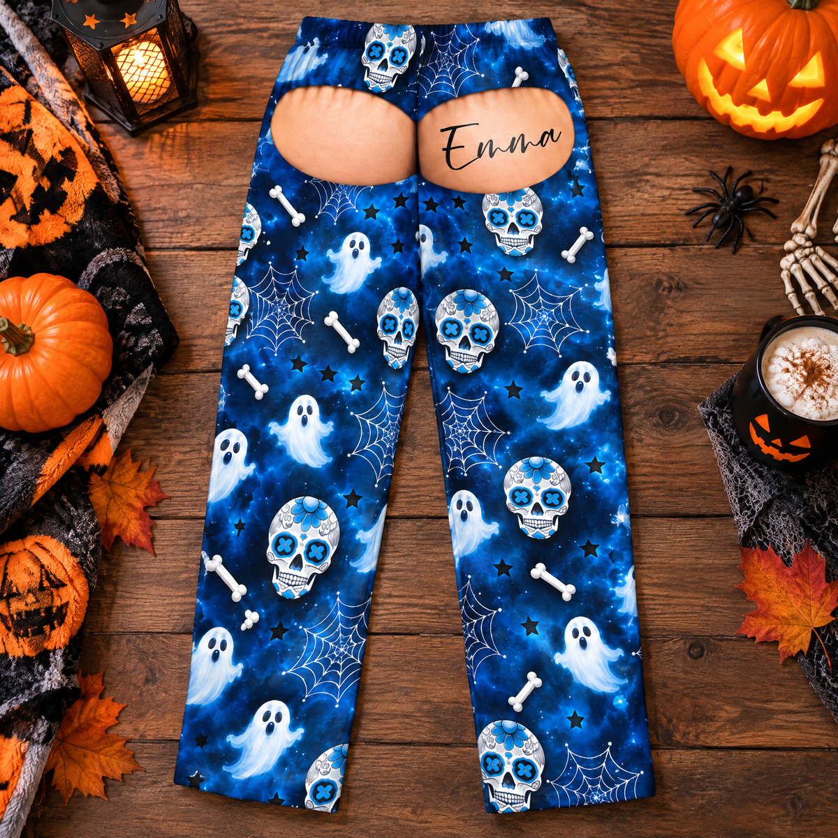 This Butt Belong To - Personalized Pajama Pants, Funny Gift For Men, Custom Name Halloween Fake Butt Lounge Pants, Spooky Gag Gift Husband
