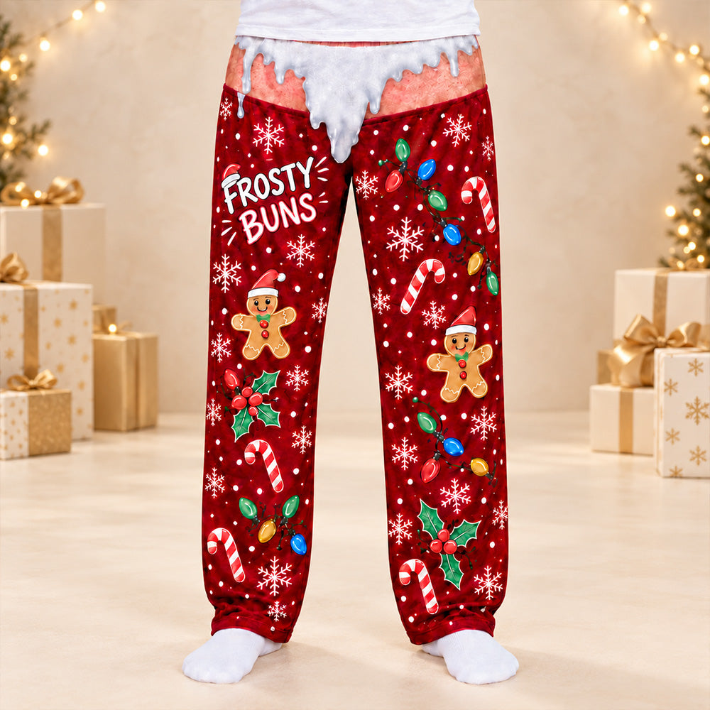 Frosty Buns- Personalized Pajama Pants, Funny Christmas Pajama Pants,  Men’s Holiday Pajama, Novelty Winter Lounge Sleepwear