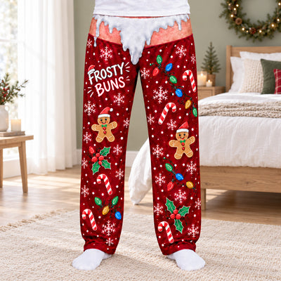 Frosty Buns- Personalized Pajama Pants, Funny Christmas Pajama Pants,  Men’s Holiday Pajama, Novelty Winter Lounge Sleepwear
