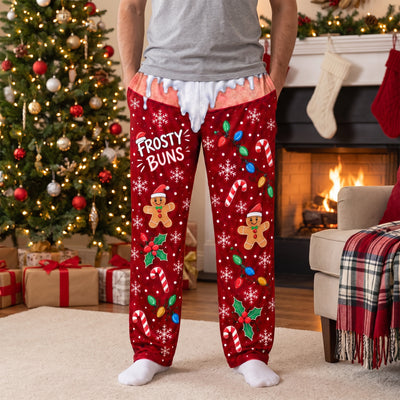 Frosty Buns- Personalized Pajama Pants, Funny Christmas Pajama Pants,  Men’s Holiday Pajama, Novelty Winter Lounge Sleepwear