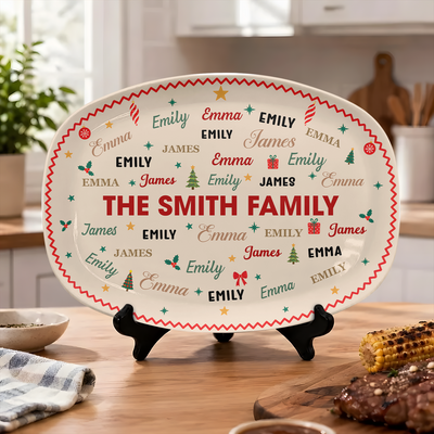 Merry Christmas - Personalized Plate, Christmas Gift, Family Names Platter
