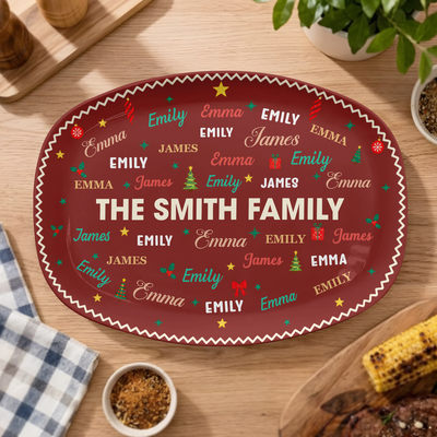 Merry Christmas - Personalized Plate, Christmas Gift, Family Names Platter