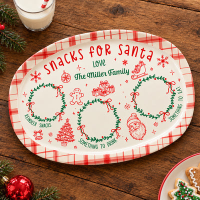 Gingerbread Santa Cookie - Personalized Platter, Custom Family Name Christmas Platter, Holiday Family Keepsake