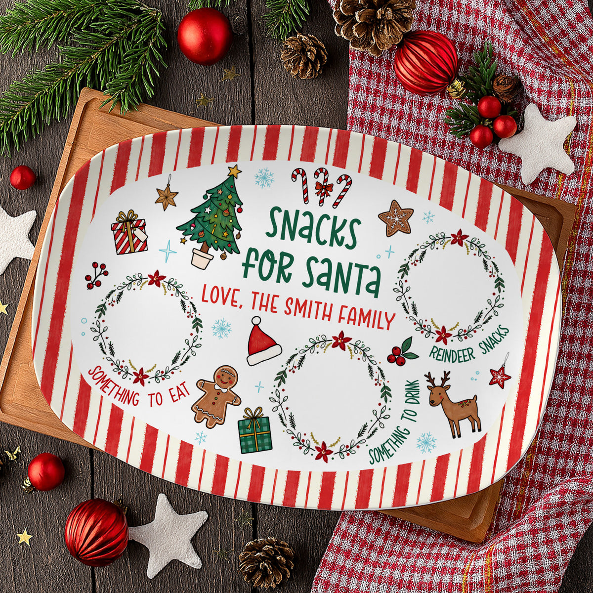 Santa Cookie Plate- Personalized Platter,  Cookies for Santa Platter, Custom Holiday Christmas Plate for Family, Christmas Gift