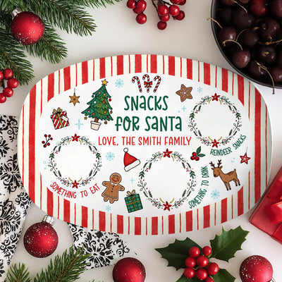 Santa Cookie Plate- Personalized Platter,  Cookies for Santa Platter, Custom Holiday Christmas Plate for Family, Christmas Gift