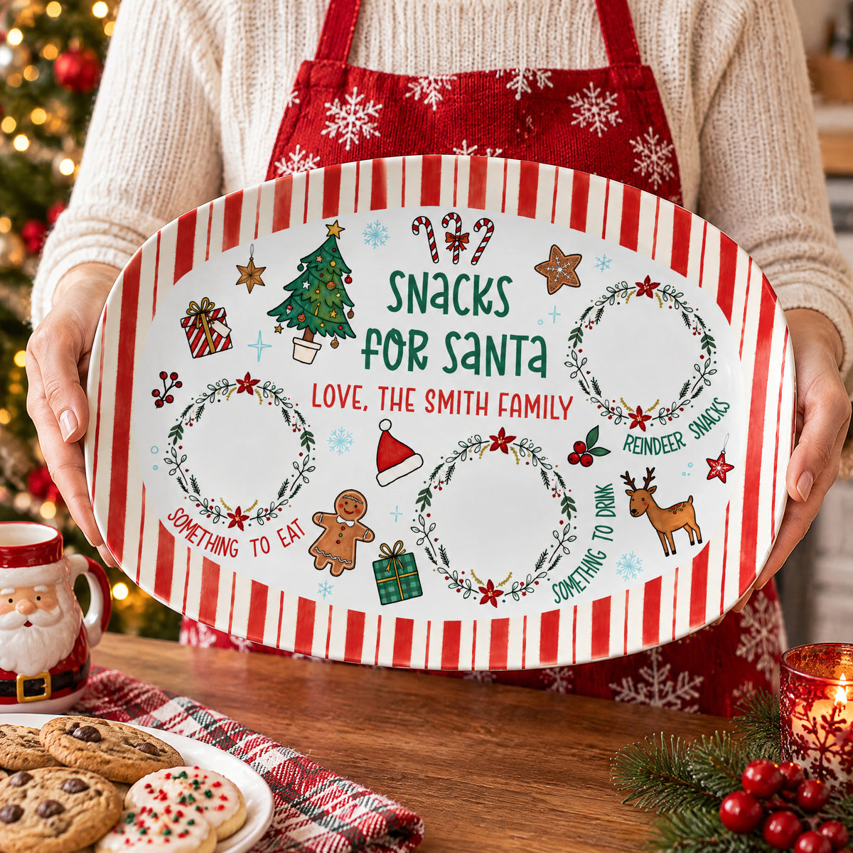 Santa Cookie Plate- Personalized Platter,  Cookies for Santa Platter, Custom Holiday Christmas Plate for Family, Christmas Gift