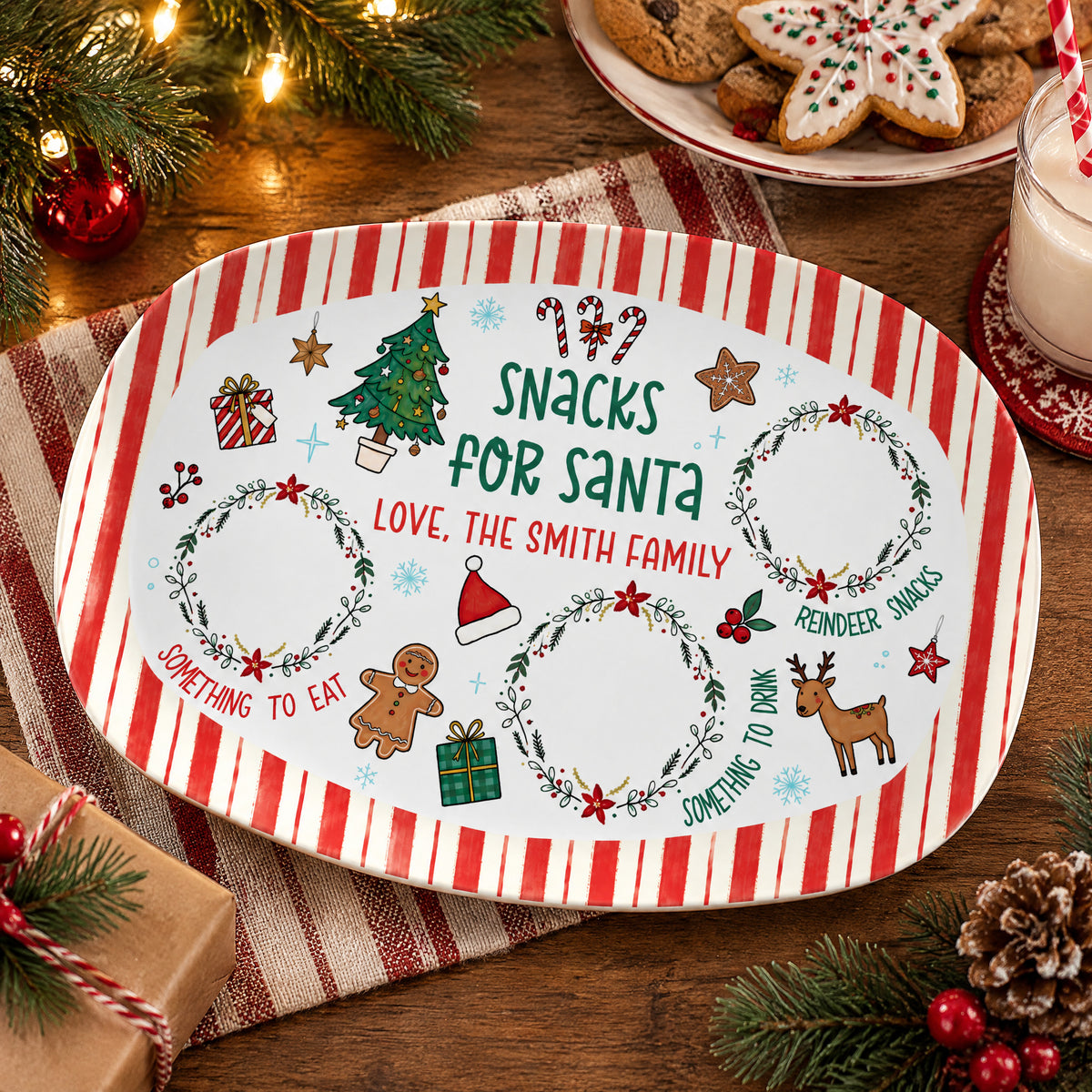 Santa Cookie Plate- Personalized Platter,  Cookies for Santa Platter, Custom Holiday Christmas Plate for Family, Christmas Gift