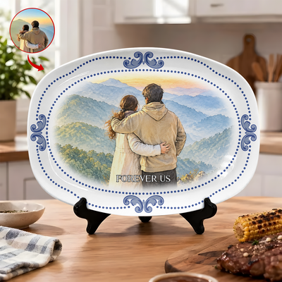 Our Happy Home - Personalized Platter, Custom House Portrait Ceramic Plate, Housewarming Gift, New Home Keepsake