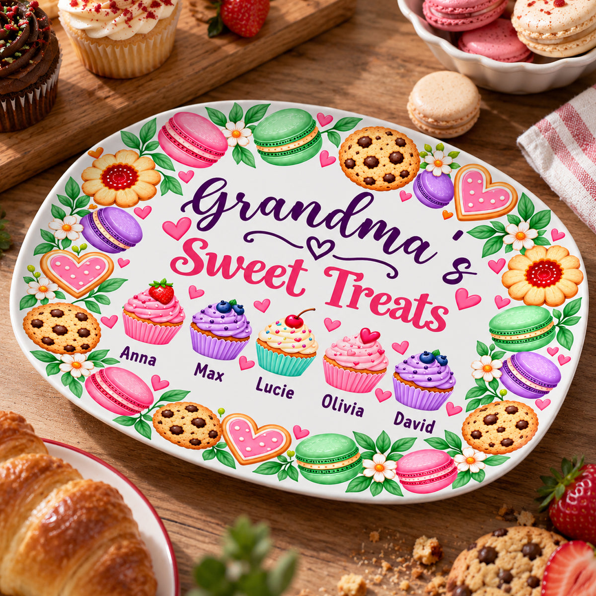 Grandma's Sweet Treats - Personalized Platter, Grandma Gift, Nana Home Decor