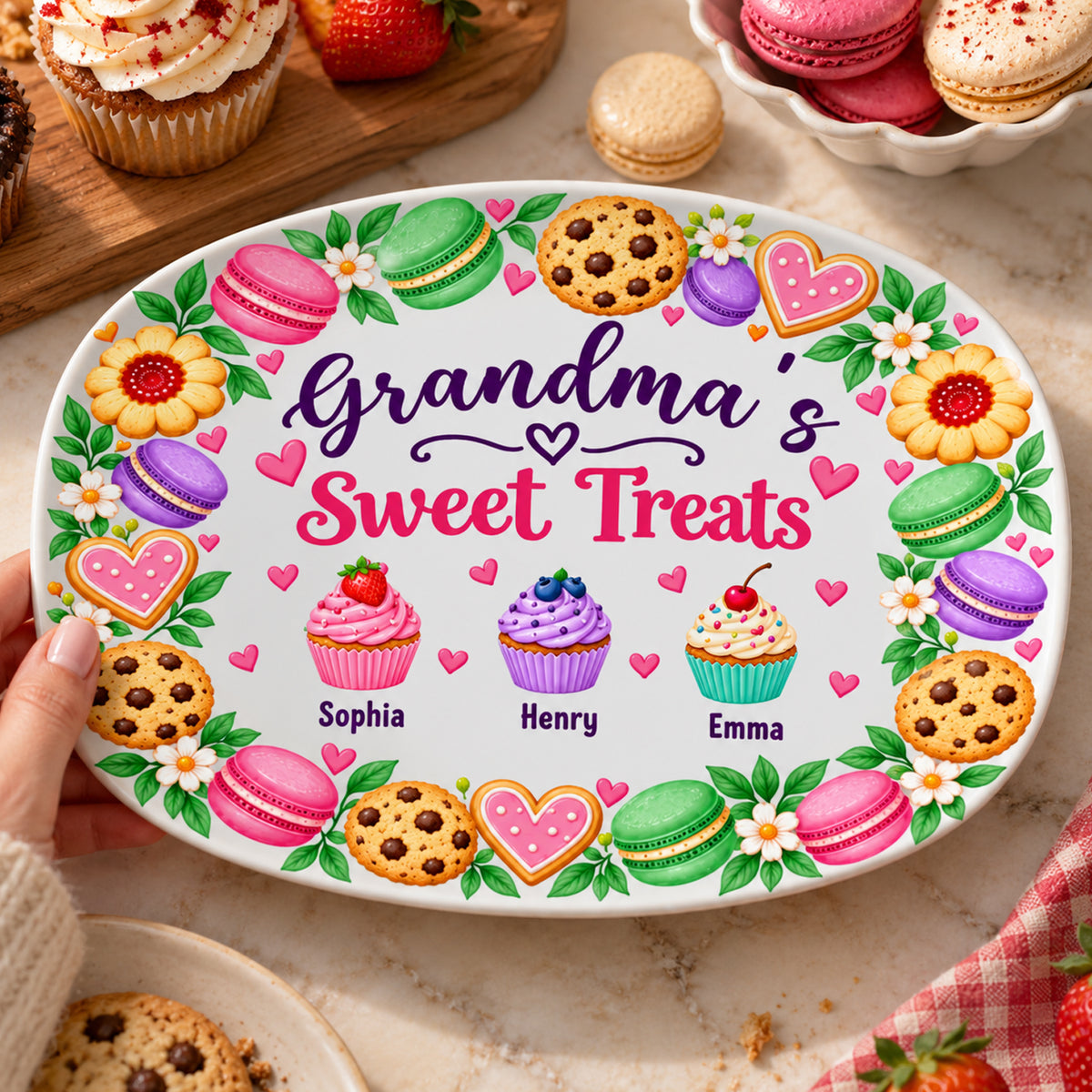 Grandma's Sweet Treats - Personalized Platter, Grandma Gift, Nana Home Decor