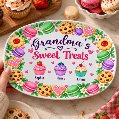 Grandma's Sweet Treats - Personalized Platter, Grandma Gift, Nana Home Decor