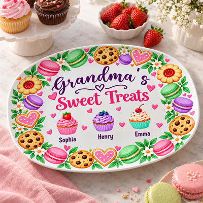 Grandma's Sweet Treats - Personalized Platter, Grandma Gift, Nana Home Decor