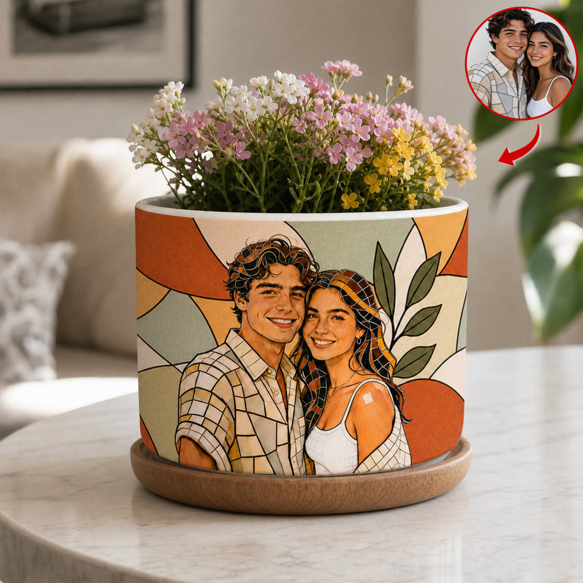 A Little Garden Filled With The People You Love Most - Personalized Plant Pot, Custom Photo Flower Gift