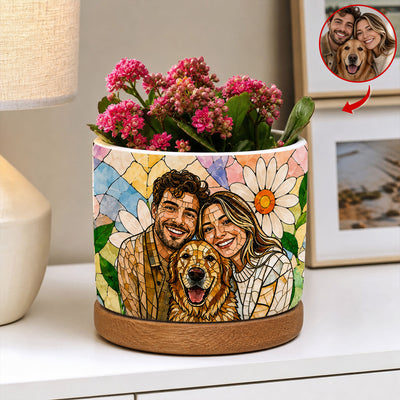 A Little Garden Filled With The People You Love Most - Personalized Plant Pot, Custom Photo Flower Gift