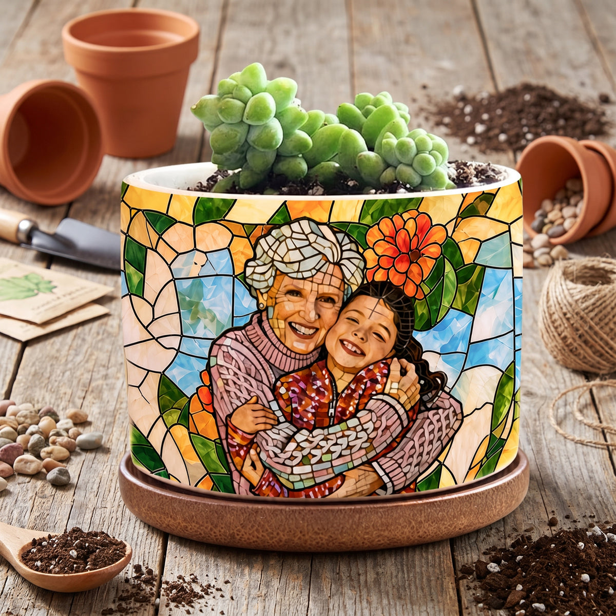 A Little Garden Filled With The People You Love Most - Personalized Plant Pot, Custom Photo Flower Gift